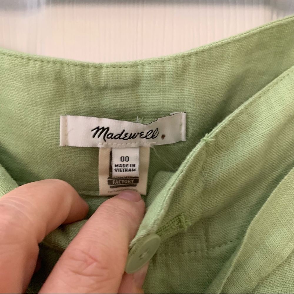 Madewell green linen shorts sz 00 - Picture 3 of 8